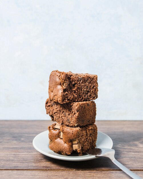 Front view chocolate cake on a plate