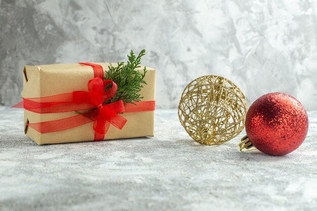 Front view christmas presents on white background