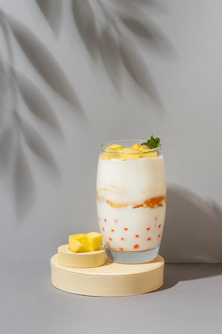 Free Photo front view composition of healthy breakfast meal with yogurt