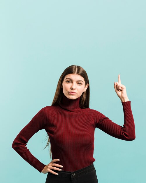 Front view confident woman in studio