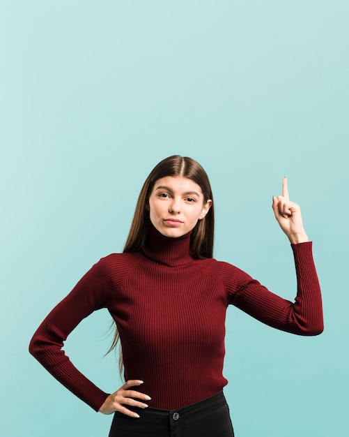 front view confident woman in studio