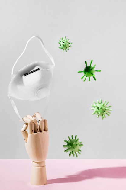 Front view of coronavirus concept with medical mask