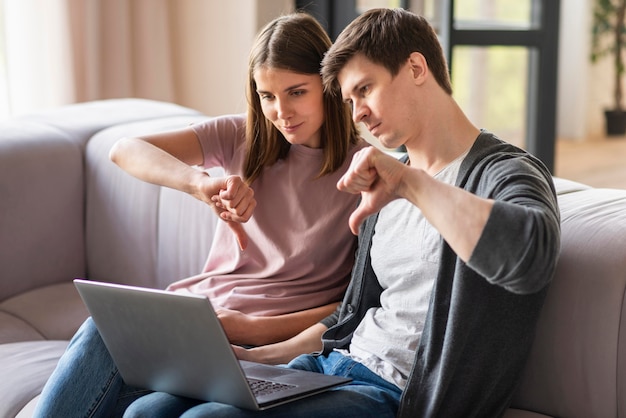 Front view of couple communicating