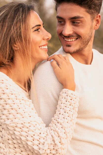 Front view of couple looking at each other