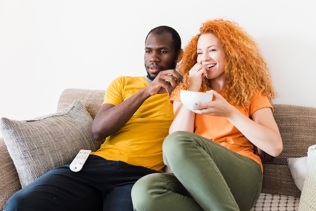 Front view of couple spending time together