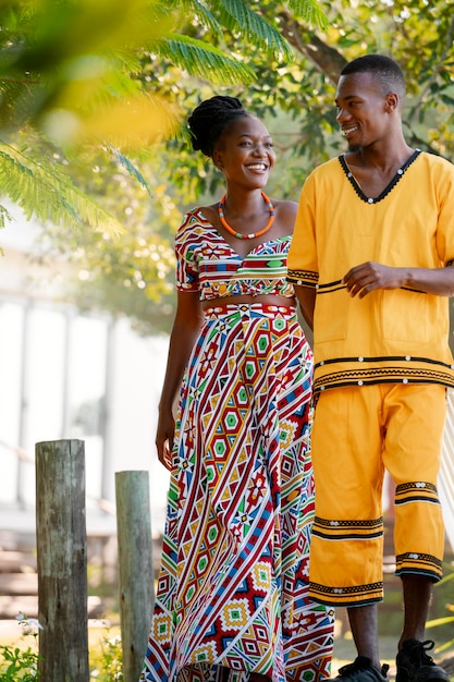 Front view couple wearing native attire