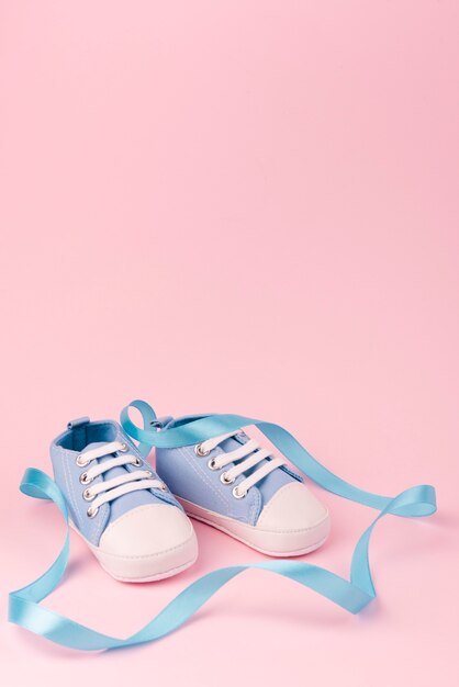 Front view of cute baby shoes