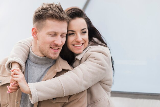 Front view of cute couple