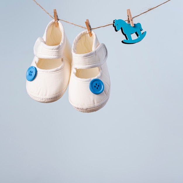 Front view of cute little baby shoes