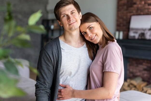 Front view of cute lovely couple