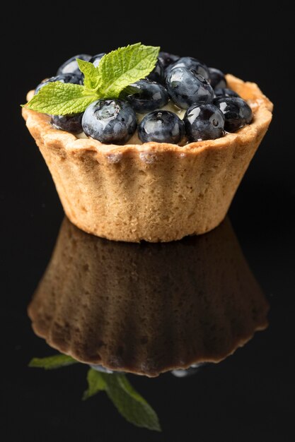 Front view of delicious blueberry tart