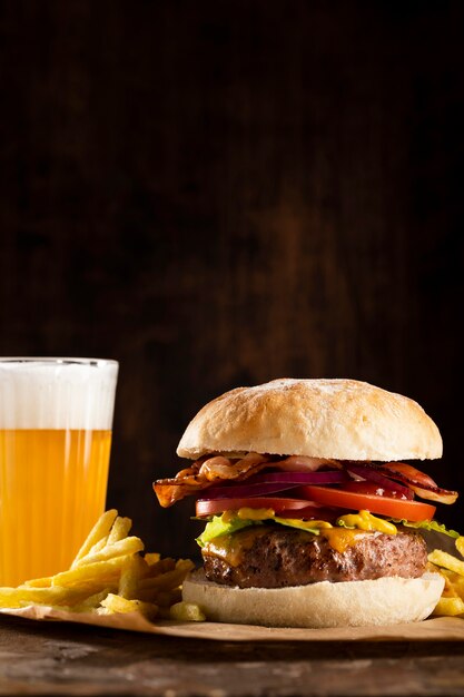 Front view delicious burger assortment