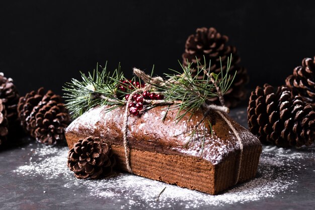 クリスマスのために特別に作られた正面のおいしいケーキ