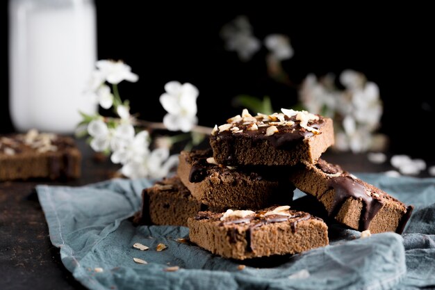 Front view of delicious chocolate cake