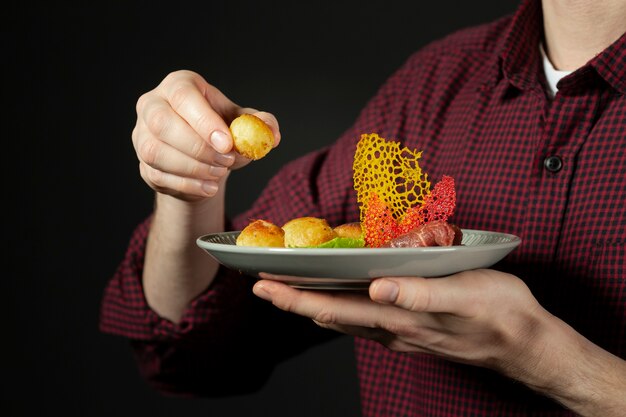 Front view of delicious food arrangement