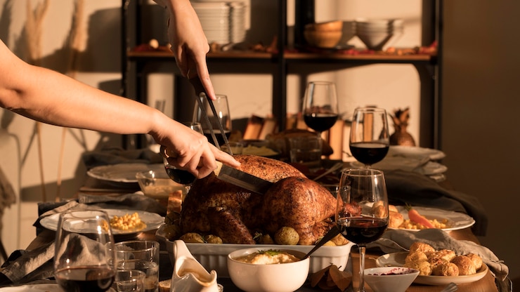 Free Photo front view of delicious thanksgiving meal