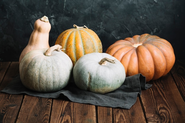 Front view display of pumpkins