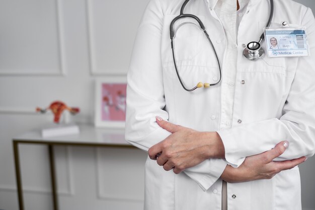 Front view doctor wearing stethoscope