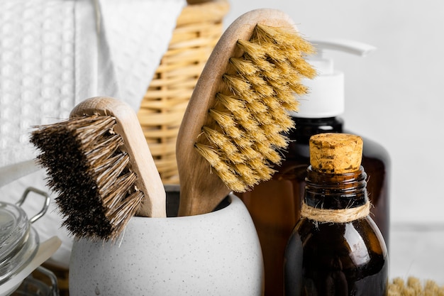 Front view of eco-friendly cleaning brushes