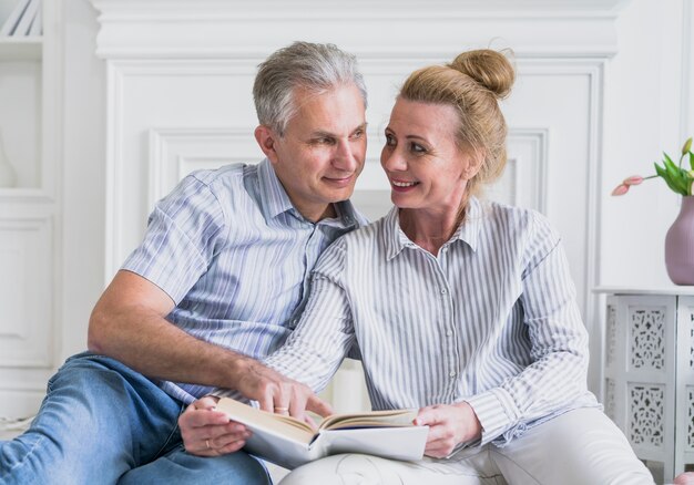 Front view elderly man and woman together