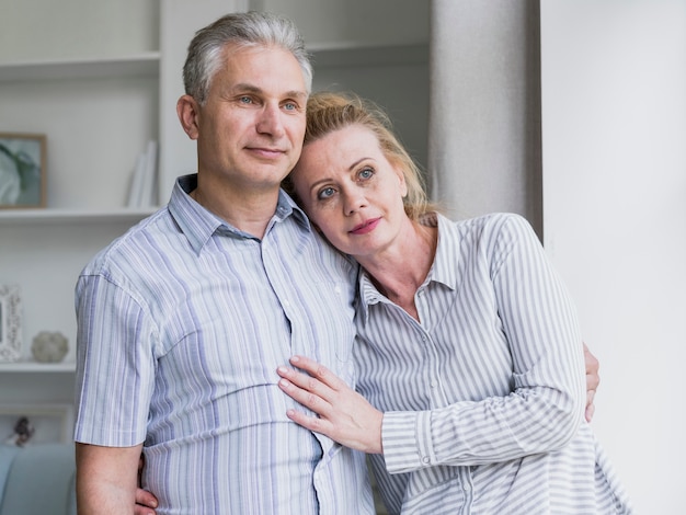 Front view elderly man and woman together