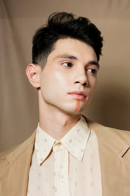 Front view of elegant man in suit looking away