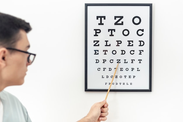 Free photo front view of eye test with specialist
