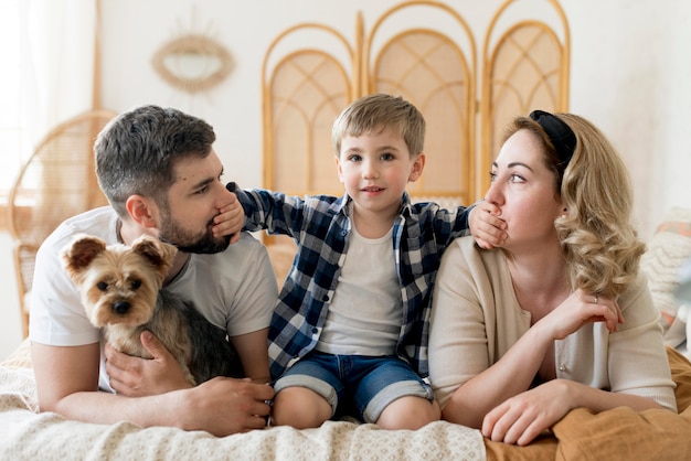 Front view family and their dog