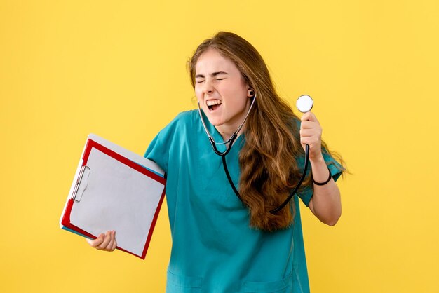 Front view of female doctor with stethoscope