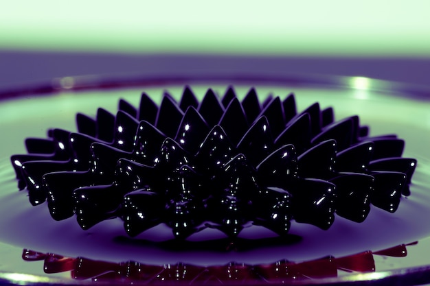 Front view ferromagnetic fluid phenomenon