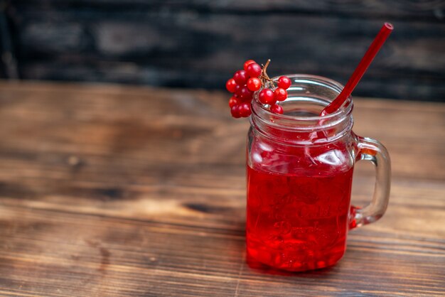 Front view fresh cranberry juice inside can on dark bar fruit photo cocktail color drink berry