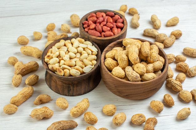 front view fresh peanuts on white surface