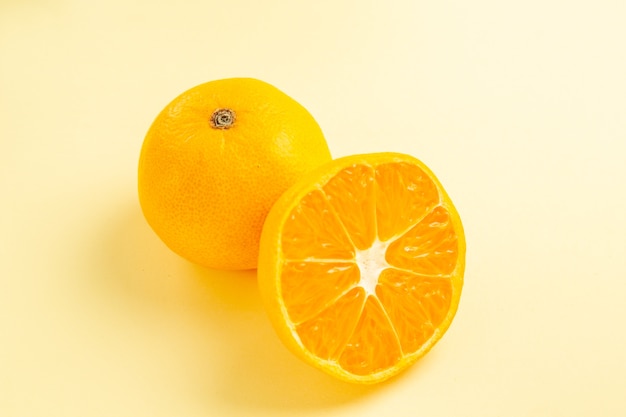 Front view fresh tangerine slice on white table