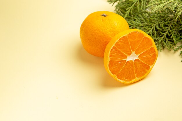 Front view fresh tangerines on the white table