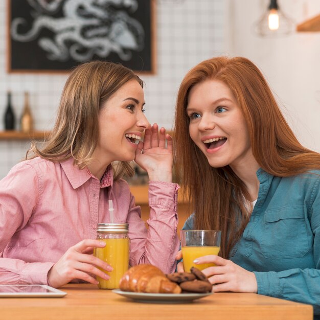 Front view of friends spending time together