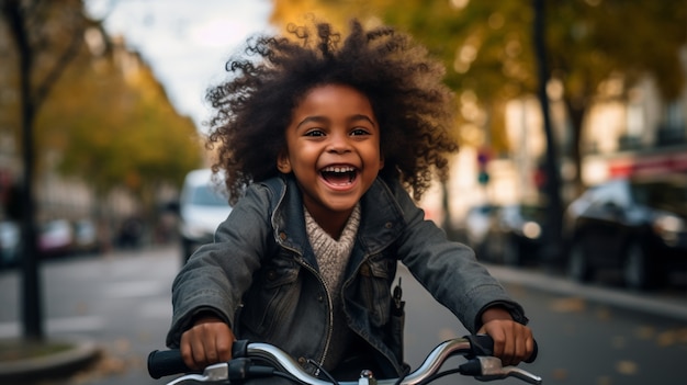 Free photo front view girl on bicycle