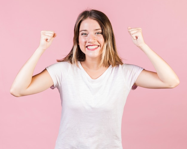 Free photo front view girl looking excited