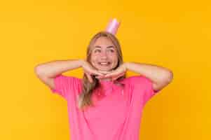 Free photo front view of girl wearing a crown concept