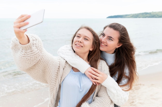 Front view of girls spending time together