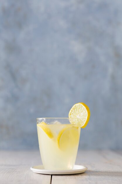 Front view of glass of lemonade