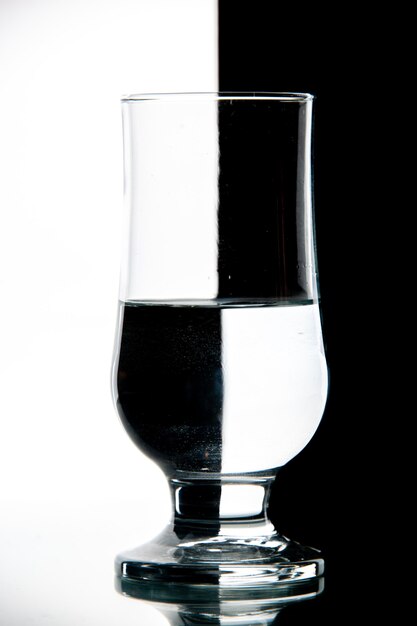 Front view glass of water on black-white drink wine photo transparent