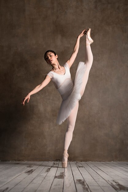 Front view of gracious ballerina dancing