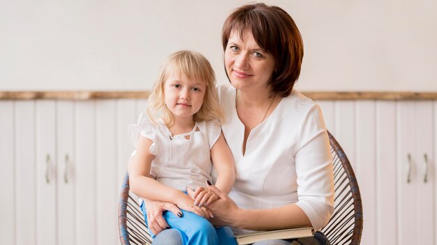 Front view of granddaughter and grandmother