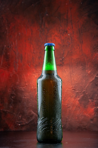 Front view green beer bottle