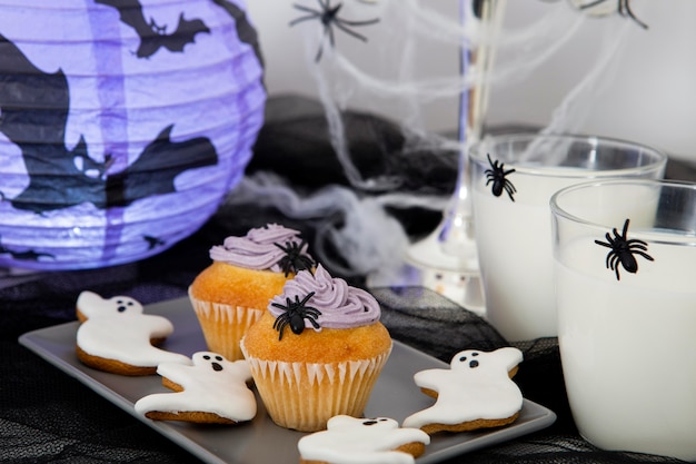 Free photo front view of halloween candies concept