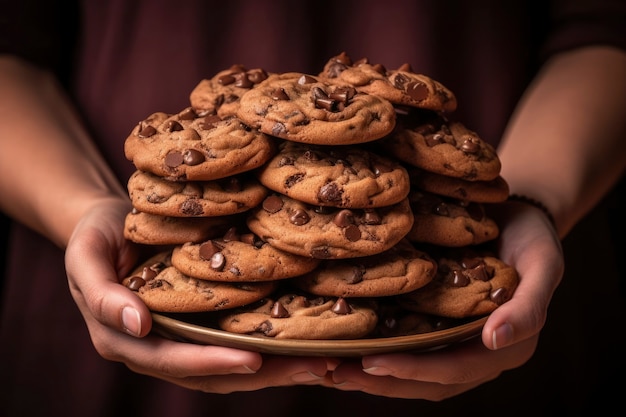 Front view hands holding cookies