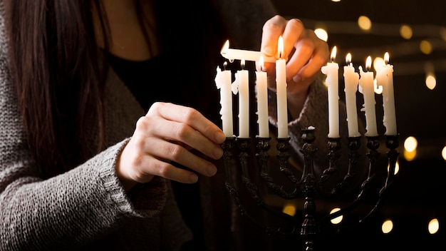 Front view of hanukkah candle holder concept