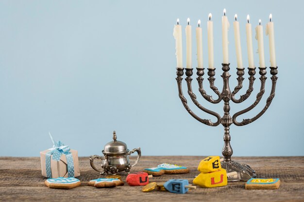 복사 공간 hannukah 개념의 전면보기