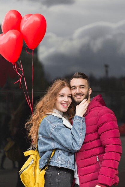 Front view of happy couple