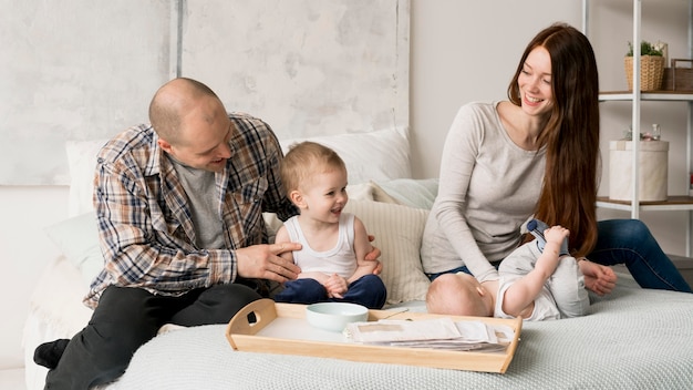 Front view of happy family concept